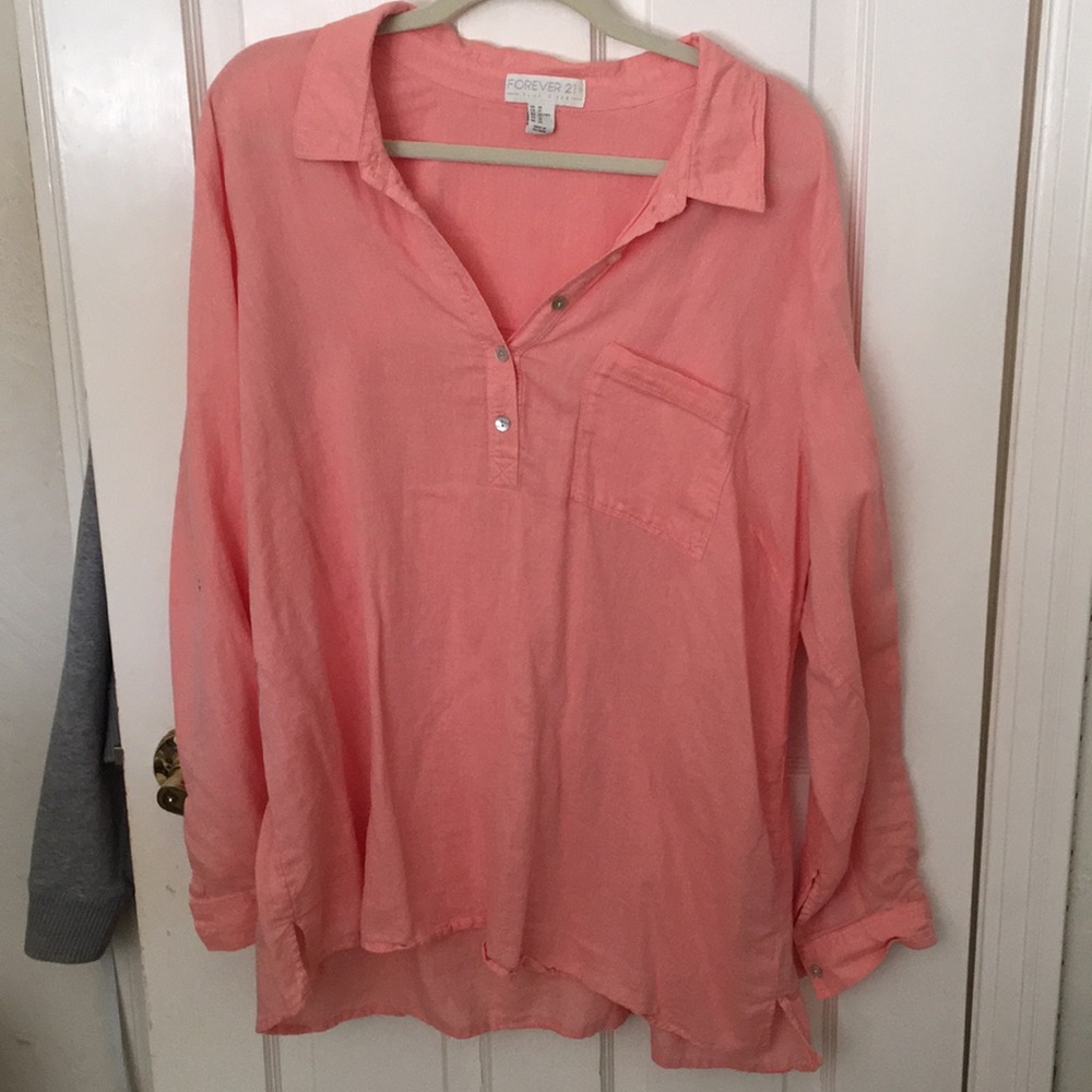 Peach half way button up